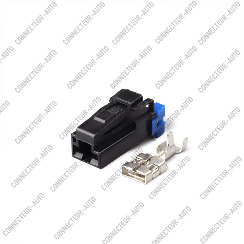 CONNECTEUR FEMELLE 1 VOIE NOIR ARRIERE BLEU COSSE 9,5MM