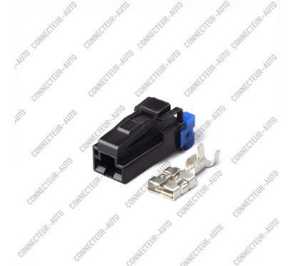 CONNECTEUR FEMELLE 1 VOIE NOIR ARRIERE BLEU COSSE 9,5MM