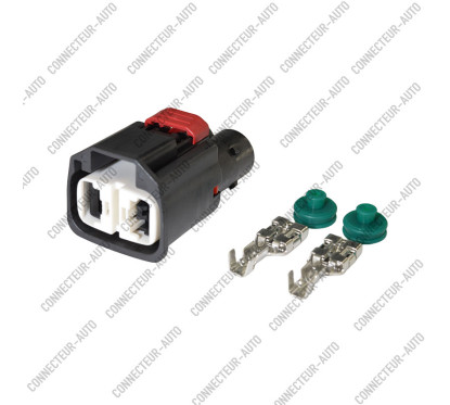 CONNECTEUR 2 VOIES FEMELLE ETANCHE PUISSANCE NOIR INT.BLANC SEC.ROUGE