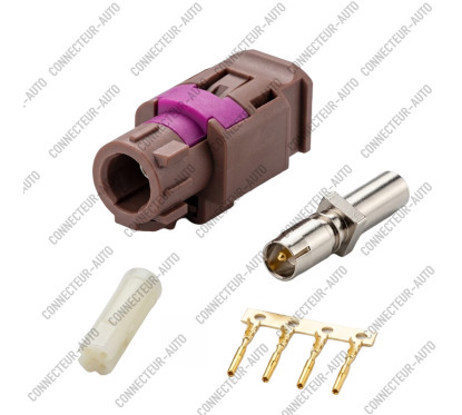 CONNECTEUR FAKRA FEMELLE HSD QUADRIAXIAL A SERTIR MARRON