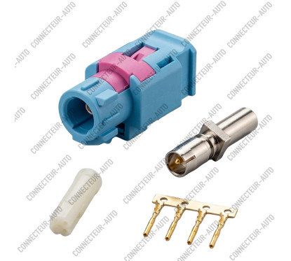 CONNECTEUR FAKRA FEMELLE HSD QUADRIAXIAL A SERTIR BLEU