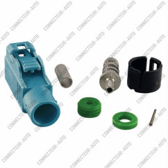 CONNECTEUR FAKRA FEMELLE WATERPROOF VERT D'EAU - Z - RG-174 / RG-316 - A SERTIR