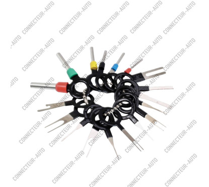 KIT DE 18 CLÉS POUR EXTRACTION DE CONTACTS COSSES SUR CONNECTEUR