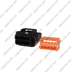 CONNECTEUR AUTOMOBILE, BOÎTIER NOIR, TYPE CONTACT SERTI 10P FEMELLE, 2 RANGÉES PHARE AV RENAULT