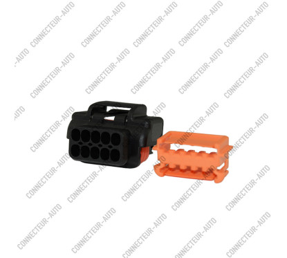 CONNECTEUR AUTOMOBILE, BOÎTIER NOIR, TYPE CONTACT SERTI 10P FEMELLE, 2 RANGÉES PHARE AV RENAULT