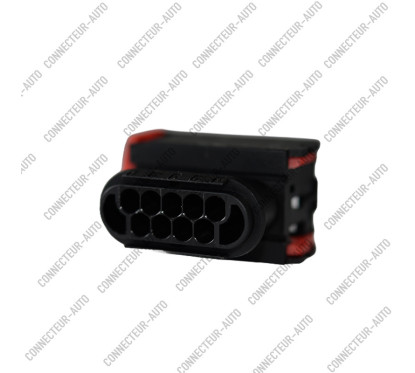 CONNECTEUR AUTOMOBILE 9 BROCHES – PRISE FEMELLE 9 VOIES AVEC VERROUILLAGE SECONDAIRE ROUGE