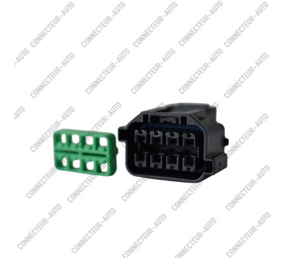 CONNECTEUR AUTOMOBILE 8 BROCHES – PRISE FEMELLE 8 VOIES AVEC VERROUILLAGE SECONDAIRE VERT