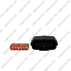 CONNECTEUR AUTOMOBILE ÉTANCHE 6 VOIES – BOÎTIER 6 CONTACTS AVEC JOINT BLANC ET VERROUILLAGE ORANGE