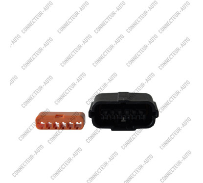 CONNECTEUR AUTOMOBILE ÉTANCHE 6 VOIES – BOÎTIER 6 CONTACTS AVEC JOINT BLANC ET VERROUILLAGE ORANGE