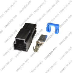 CONNECTEUR MÂLE 1 VOIE NOIR ARRIERE BLEU COSSE 9,5MM