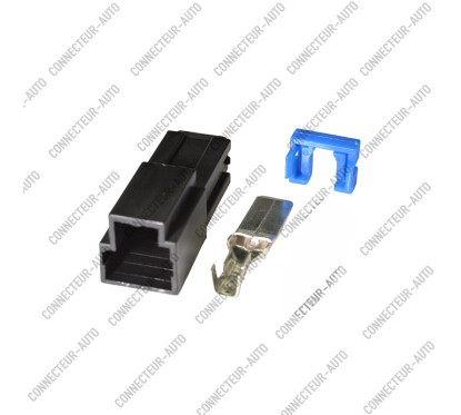 CONNECTEUR MÂLE 1 VOIE NOIR ARRIERE BLEU COSSE 9,5MM
