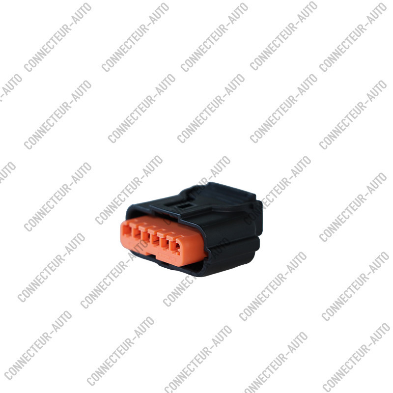 CONNECTEUR AUTOMOBILE 6 BROCHES – PRISE FEMELLE 6 VOIES AVEC VERROUILLAGE SECONDAIRE ORANGE