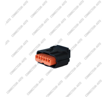 CONNECTEUR AUTOMOBILE 6 BROCHES – PRISE FEMELLE 6 VOIES AVEC VERROUILLAGE SECONDAIRE ORANGE