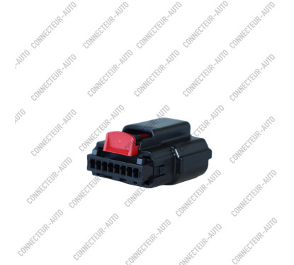 CONNECTEUR AUTOMOBILE ÉTANCHE 8 VOIES / 8 BROCHES — PRISE FEMELLE AVEC VERROU ROUGE