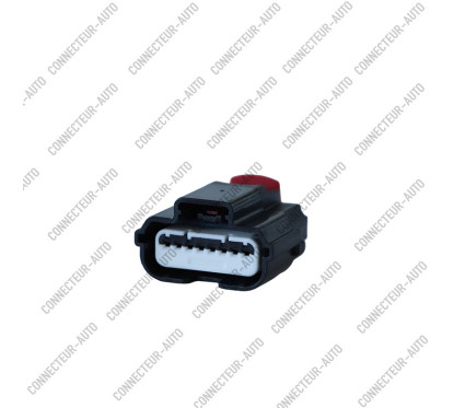 CONNECTEUR AUTOMOBILE ÉTANCHE 8 VOIES / 8 BROCHES — PRISE FEMELLE AVEC VERROU ROUGE