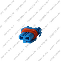 CONNECTEUR 2 VOIES BLEU CLAIR AVEC JOINT ORANGE