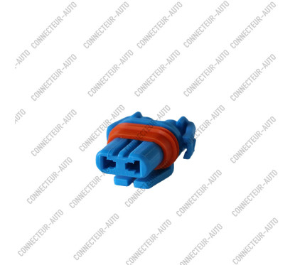 CONNECTEUR 2 VOIES BLEU CLAIR AVEC JOINT ORANGE