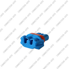 CONNECTEUR 2 VOIES BLEU CLAIR AVEC JOINT ORANGE