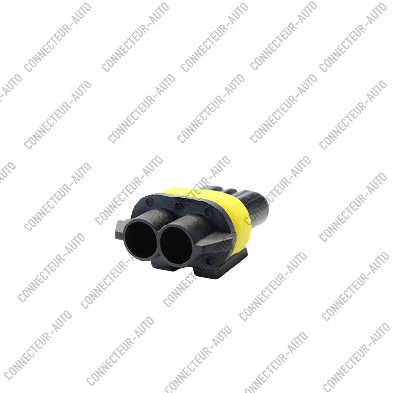 CONNECTEUR 2 VOIES NOIR AVEC JOINT JAUNE