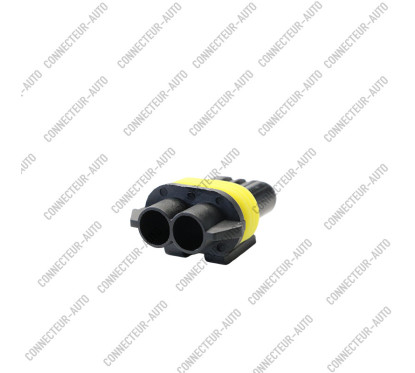 CONNECTEUR 2 VOIES NOIR AVEC JOINT JAUNE